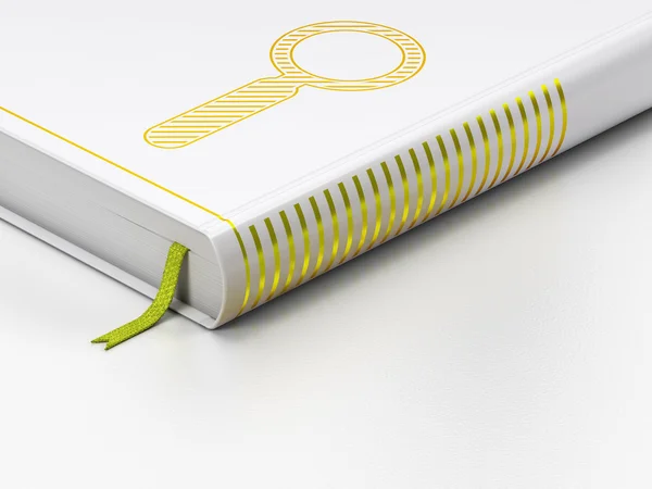 Concepto de datos: libro cerrado, Búsqueda sobre fondo blanco —  Fotos de Stock