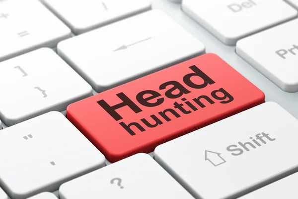 Conceito de negócio: Head Hunting no fundo do teclado do computador — Fotografia de Stock