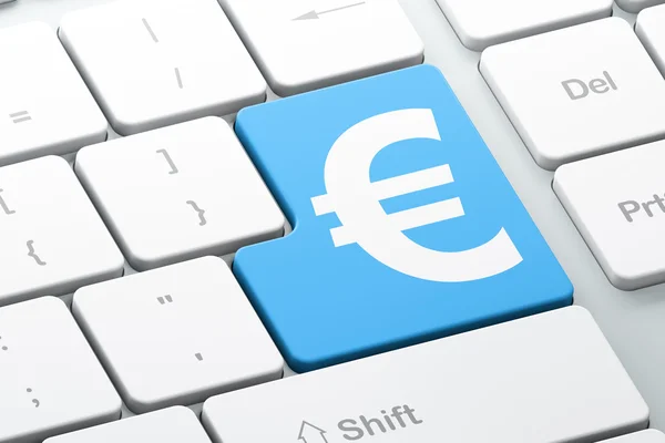 Para birimi kavramı: bilgisayar klavye arka plan üzerinde Euro — Stok fotoğraf