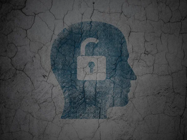 Business concept: Head With Padlock on grunge wall background — Stock Photo, Image