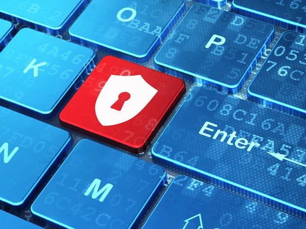 Safety concept: Shield With Keyhole on computer keyboard background — Stock Photo, Image