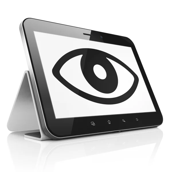 安全概念: 眼睛的 tablet pc 计算机上 — 图库照片