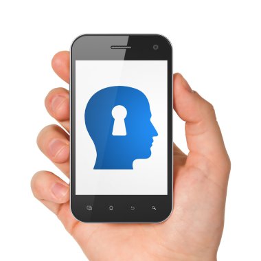 Ekonomi kavramı: kafa ile Keyhole smartphone cep telefonu ile