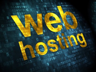 SEO web tasarım konsepti: Web Hosting dijital arka plan üzerinde