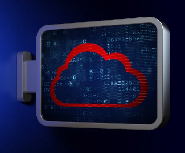 Концепция создания облачных сетей: Облако на фоне рекламного щита — стоковое фото