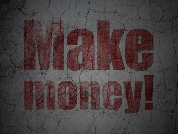 Conceito de negócio: Ganhar dinheiro! no fundo da parede grunge — Fotografia de Stock