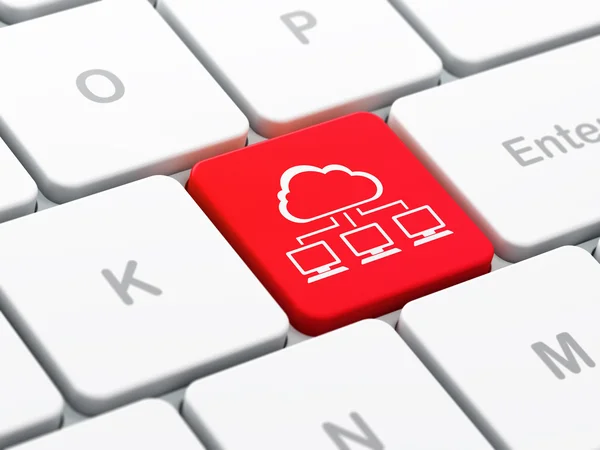 Cloud-Computing-Konzept: Cloud-Netzwerk auf Computer-Tastatur — Stockfoto