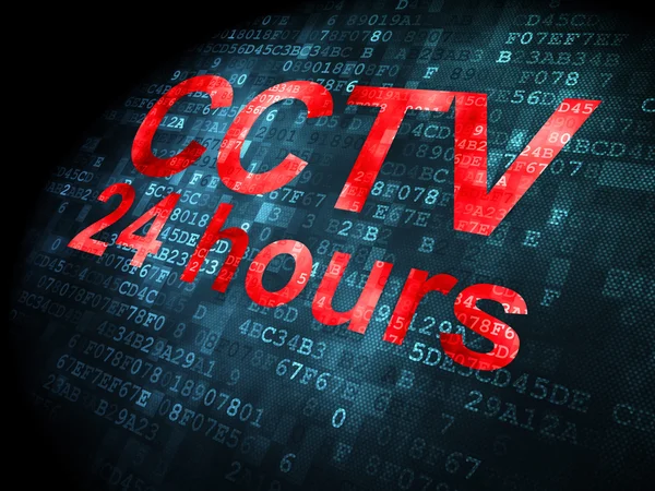 Concepto de seguridad: CCTV 24 horas sobre fondo digital — Foto de Stock