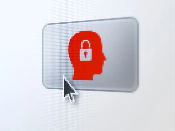 Finance concept: Head With Padlock on digital button background — Stock Photo, Image