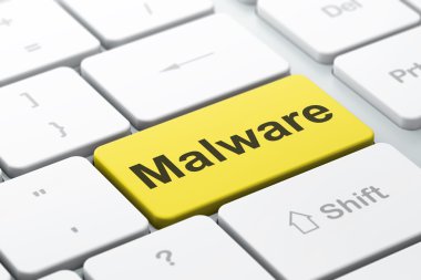 Emniyet konsepti: malware bilgisayar klavye zemin üzerine