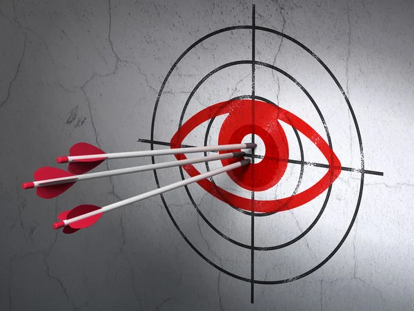 Security concept: arrows in Eye target on wall background — Stock Photo, Image