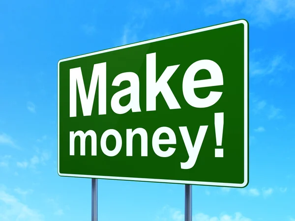 Finance concept: Make Money! on road sign background — Stock Photo, Image