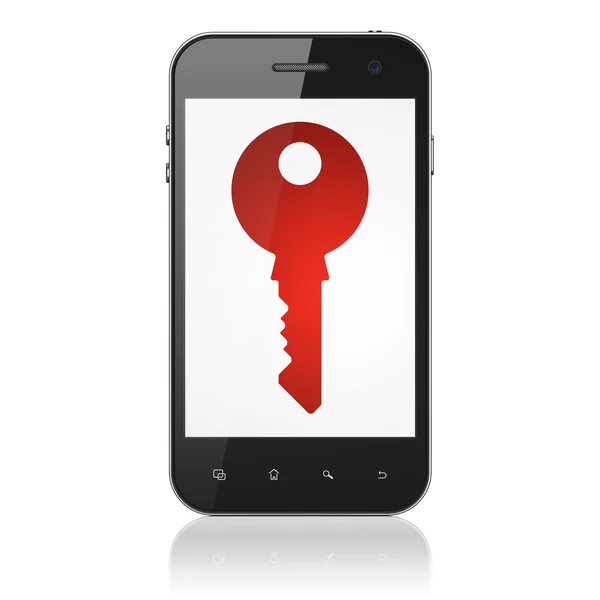 Конфиденциальность: Ключ на смартфоне — стоковое фото