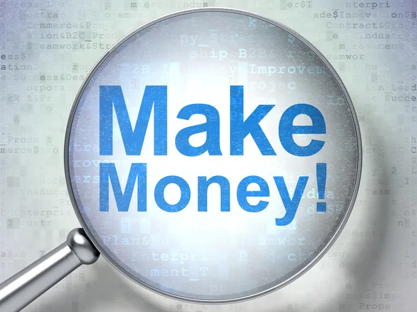 Finance concept: Make Money! with optical glass — Stock Photo, Image