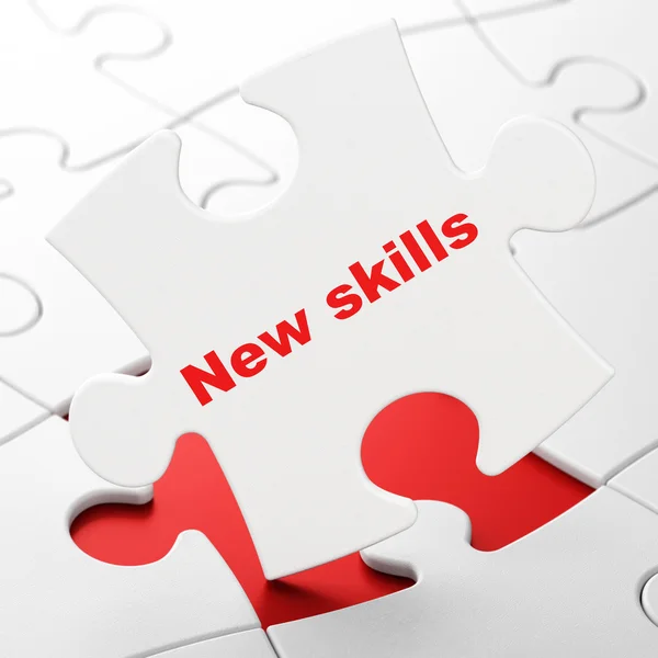 Education concept: New Skills on puzzle background — Stock Photo, Image