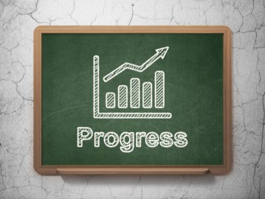 İş kavramı: büyüme grafik ve kara tahta arka plan üzerinde ilerleme