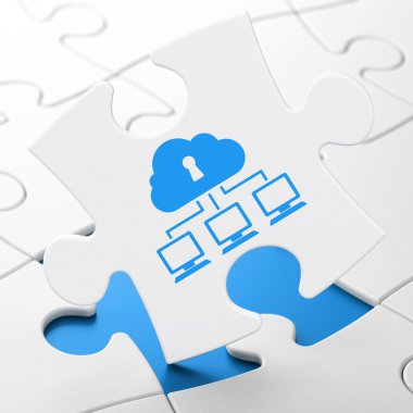 bulut bilgi işlem kavramı: Bulmaca arka plan bulut ağda