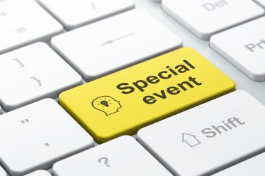 iş iş kavramı: ampul ve bilgisayar klavye zemin üzerine özel bir olay ile baş