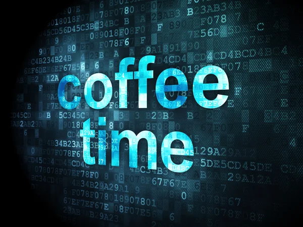 Έννοια του χρόνου: ώρα καφέ σε ψηφιακό φόντο — Φωτογραφία Αρχείου
