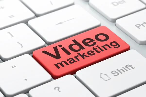 Koncepcja Biznesowa: Video Marketing na tle klawiatury komputera — Zdjęcie stockowe