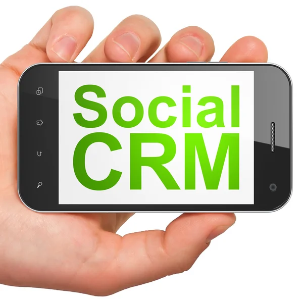 Concepto financiero: CRM social en smartphone —  Fotos de Stock