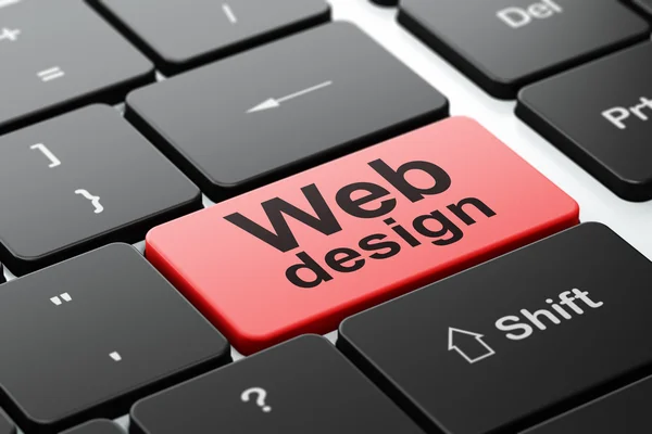 Web ontwerpconcept: webdesign op computer toetsenbord achtergrond — Stockfoto