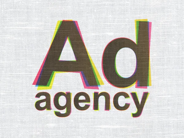 Concetto pubblicitario: Ad Agency sullo sfondo della trama del tessuto — Foto Stock