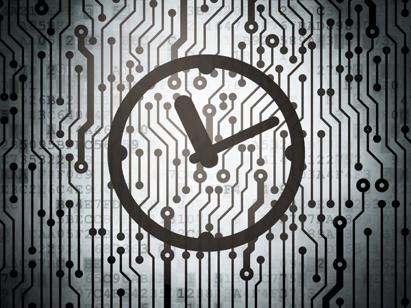 Time concept: circuit board with Clock — Stock Photo, Image