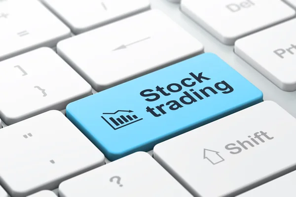 Geschäftskonzept: Verfallsdiagramm und Aktienhandel auf Computertastatur Hintergrund — Stockfoto