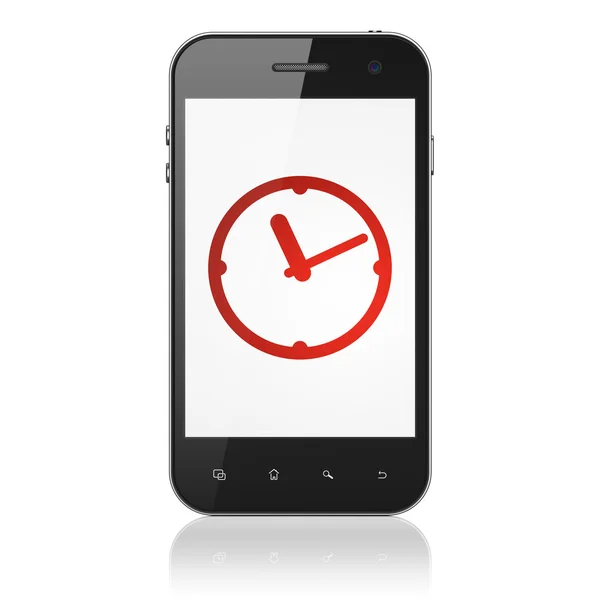 Concepto de línea de tiempo: Reloj en el teléfono inteligente — Foto de Stock