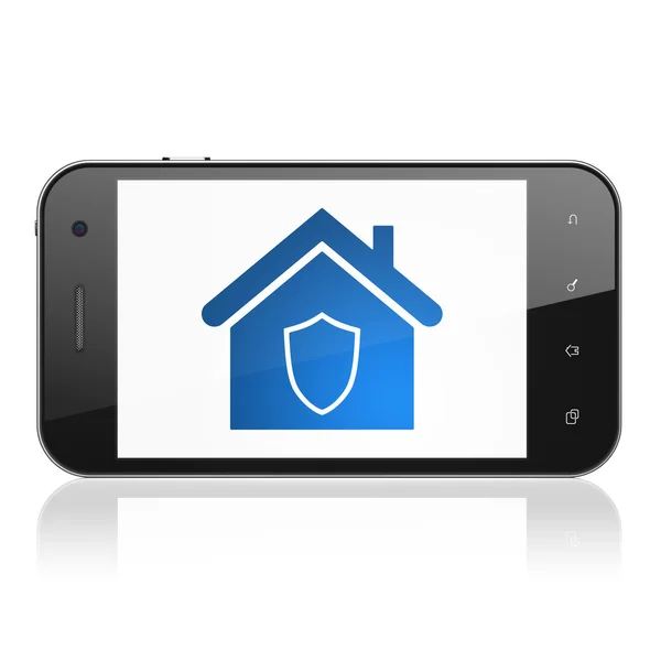 Conceito de segurança: Casa no smartphone — Fotografia de Stock