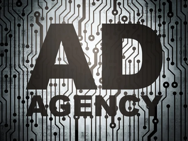 Concetto di marketing: circuito stampato con Ad Agency — Foto Stock