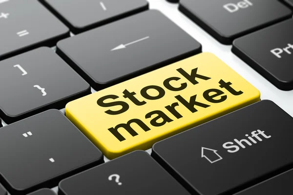 经营理念： 股票市场对电脑键盘背景 — 图库照片
