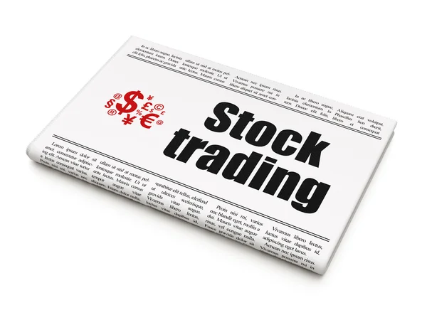 Business concept: newspaper with Stock Trading and Finance Symbol — Stock Photo, Image