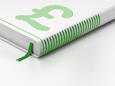 valuta concept: gesloten boek, pond op witte achtergrond