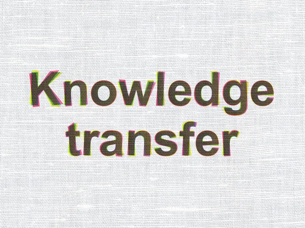 Concetto di educazione: trasferimento di conoscenze su sfondo tessitura tessuto — Foto Stock