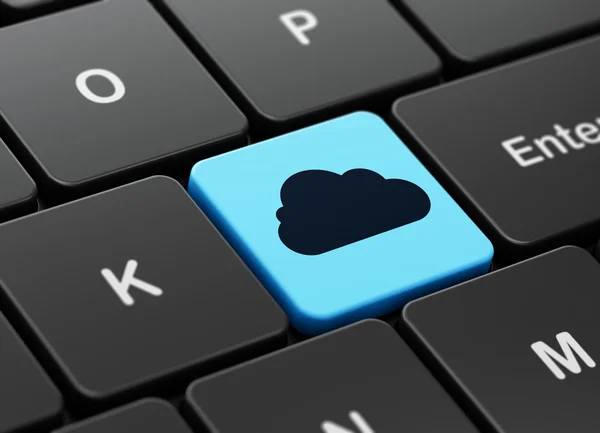 Concepto de tecnología Cloud: Nube en el fondo del teclado del ordenador — Foto de Stock