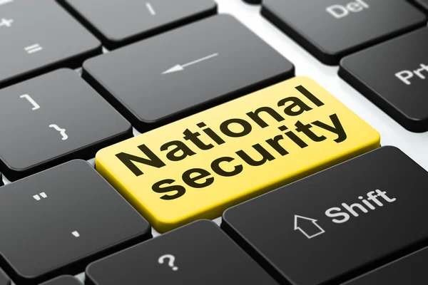 Concepto de protección: Seguridad Nacional en el fondo del teclado del ordenador — Foto de Stock