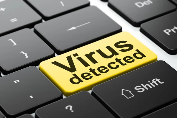 Sicherheitskonzept: Virus auf Computertastatur entdeckt — Stockfoto