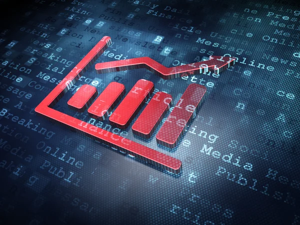 Concetto di novità: grafico della crescita rossa su sfondo digitale — Foto Stock