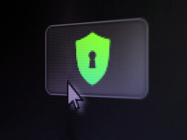 Schutzkonzept: Schild mit Schlüsselloch auf digitalem Tastenhintergrund — Stockfoto