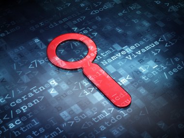 Web geliştirme kavramı: dijital arka plan üzerinde kırmızı arama