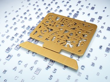 Eğitim kavramı: dijital arka plan üzerinde Golden Bilgisayar Pc