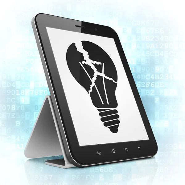 Geschäftskonzept: Glühbirne auf Tablet-PC — Stockfoto