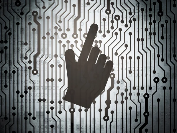 Social network concept: circuit board with Mouse Cursor — Stock Photo, Image