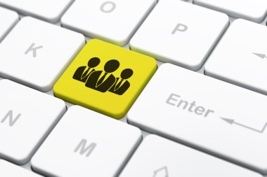 iş kavramı: iş adamları bilgisayarda klavye arka plan