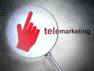 reklam kavramı: fare imleç ve telemarketing optik cam
