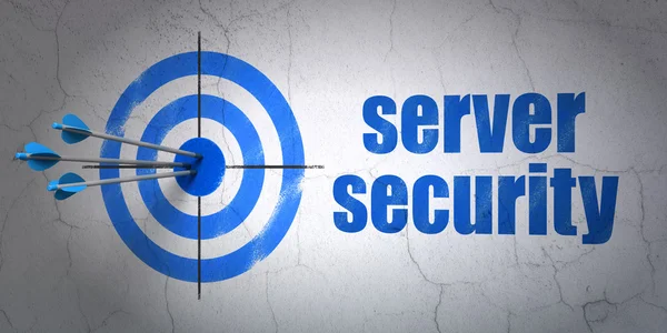 Concetto di sicurezza: target e Server Security su sfondo wall — Foto Stock