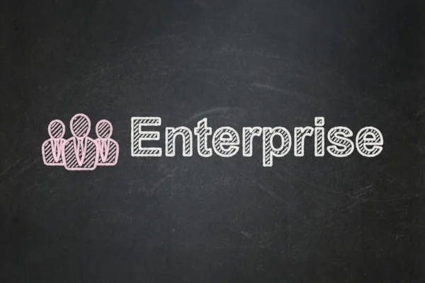 Concepto de negocio: Business People y Enterprise en el fondo de pizarra — Foto de Stock