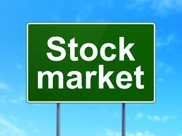 Business concept: Stock Market on road sign background — Stock Photo, Image